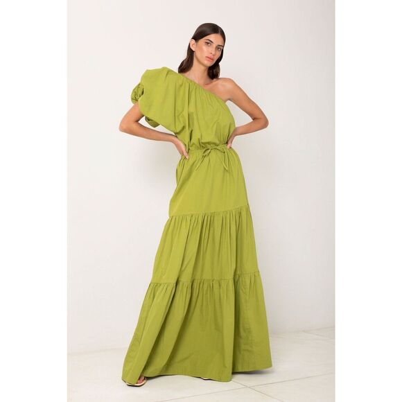 New Anthropologie S/W/F  One Shoulder Puff Sleeve Maxi Dress Size Small - Picture 1 of 9